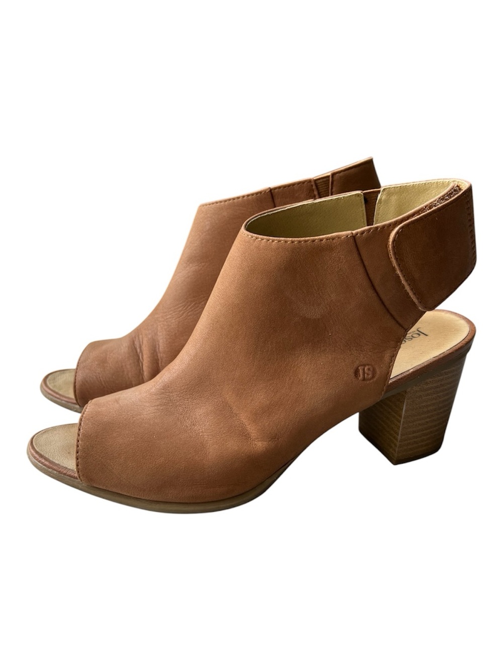 Josef Seibel Brown Bonnie Leather Peep-Toe Booties Sandals Size 41
